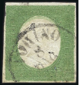 Stamp of Italian States » Sardinia 1854 5c green, wide margins, used with neat Torino