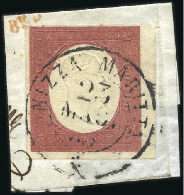 Stamp of Italian States » Sardinia 1854 40c red, clear margins, with neat central "NI