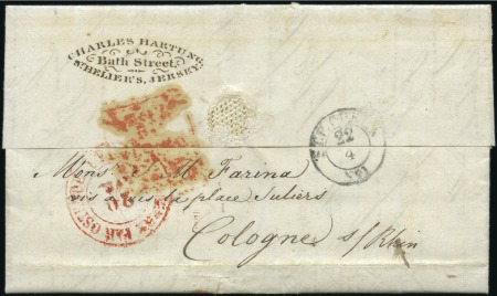 Stamp of Great Britain » Channel Islands » Jersey 1842 Entire from London to Germany with a wonderfu