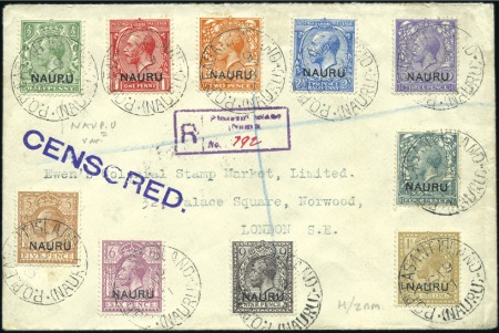 Stamp of Nauru 1917 (Oct 19) Envelope sent registered to London w