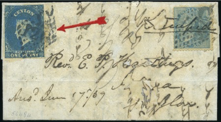 Stamp of India CEYLON USED IN INDIA
1859 Folded cover from Chi