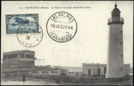 Stamp of Colonies françaises » Maroc 1926 Vol Maroc-Les Canaries : Poste aérienne 50c o