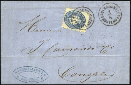 Stamp of Romania » Austrian Levant Post Offices 1866 Cover from Kustendje to Constantinople franke