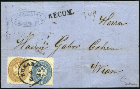 Stamp of Romania » Austrian Levant Post Offices 1864 Registered cover from Bucarest to Vienna fran