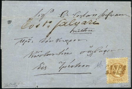 Stamp of Greece » Austrian Levant Post Offices 1871 Cover to Triest franked by 1867 15s brown tie