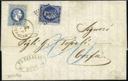 Stamp of Greece » Austrian Levant Post Offices 1874 Entire letter from Scio-Cesme to Corfu franke