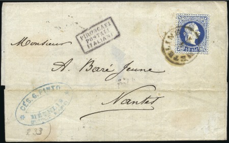 Stamp of Austria » Offices in the Turkish Empire 1878 Cover to France franked 1867 10s blue tied by