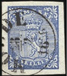 Stamp of Norway 1855 4s blue, selection of five used examples, ver