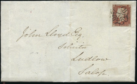 Stamp of Great Britain » 1841 1d Red 1844 (Feb 26) Entire with 1841 1d red, four margin