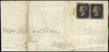Stamp of Great Britain » 1840 1d Black and 1d Red plates 1a to 11 Plate 4 PC-PD pair with fine to very large margins