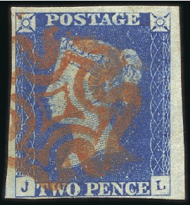 Stamp of Great Britain » 1840 2d Blue (ordered by plate number) Plate 1 JL with fine to huge margins, with crisp r