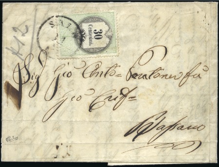 Stamp of Italian States » Lombardy Venetia 1855 Entire letter from Salo to Bassano franked wi