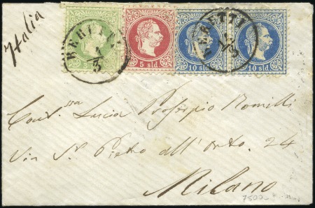 Stamp of Austria » Offices in the Turkish Empire 1870 Cover from Beirut to Italy franked with 1867