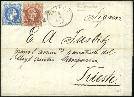 Stamp of Greece » Austrian Levant Post Offices 1873 Cover from Salonico to Trieste franked with 1