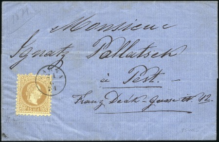 Stamp of Bulgaria » Austrian Levant Post Offices 1871 Cover from Varna to Pest franked by 1867 15s 