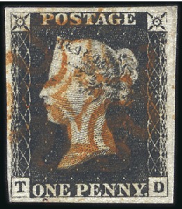 Stamp of Great Britain » 1840 1d Black and 1d Red plates 1a to 11 Plate 4 TD with fine to large margins, neat centra