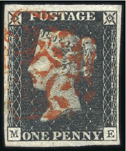 Stamp of Great Britain » 1840 1d Black and 1d Red plates 1a to 11 Plate 2 ME with good to large margins, red MC, wit