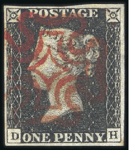 Stamp of Great Britain » 1840 1d Black and 1d Red plates 1a to 11 Plate 3 DH with fine to good margins, crisp red MC