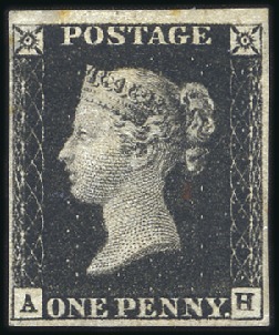 Stamp of Great Britain » 1840 1d Black and 1d Red plates 1a to 11 Plate 4 AH with clear to large margins, with defec
