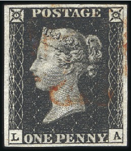 Stamp of Great Britain » 1840 1d Black and 1d Red plates 1a to 11 Plate 6 LA with good to very good margins, red MC,