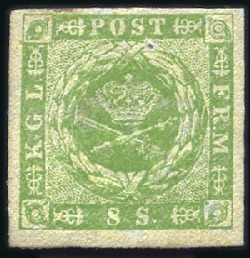 Stamp of Denmark 1851-63, Selection of mint & used stamps plus two 