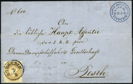 Stamp of Austria 1864 15k brown tied by Szegedin ds to 1864 cover f