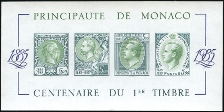 Stamp of Colonies françaises » Monaco 1985 Centenaire du 1er timbre: le bloc ND en vert