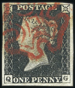 Stamp of Great Britain » 1840 1d Black and 1d Red plates 1a to 11 Plate 1a QG with good to very good margins, neat r