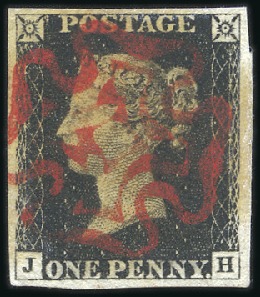 Stamp of Great Britain » 1840 1d Black and 1d Red plates 1a to 11 Plate 6 JH with good to large margins, red MC, fin