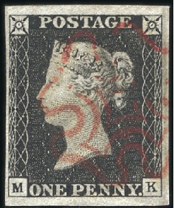 Stamp of Great Britain » 1840 1d Black and 1d Red plates 1a to 11 Plate 2 MK with good to very large margins, neat r