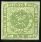 Stamp of Denmark 1854-57 Complete mint set of 4 values plus 16s rep