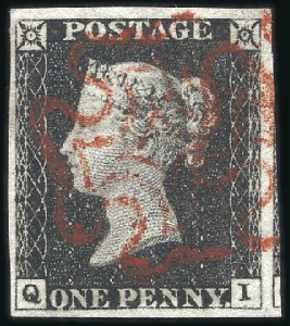 Stamp of Great Britain » 1840 1d Black and 1d Red plates 1a to 11 Plate 3 QI with good to very large margins, red MC