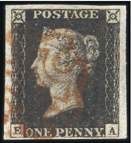 Stamp of Great Britain » 1840 1d Black and 1d Red plates 1a to 11 Plate 6 EA with good to large margins, neat red MC