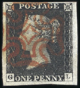 Stamp of Great Britain » 1840 1d Black and 1d Red plates 1a to 11 Plate 1b GL with fine to very large margins, crisp