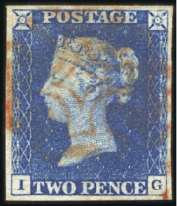 Stamp of Great Britain » 1840 2d Blue (ordered by plate number) Plate 1 IG with good margins, light red MC, very f