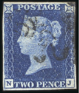 Stamp of Great Britain » 1840 2d Blue (ordered by plate number) Plate 2 NJ with fine to good margins, black MC, ve