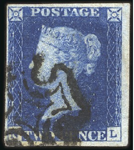 Stamp of Great Britain » 1840 2d Blue (ordered by plate number) Plate 2 NL with fine to large margins, neat black