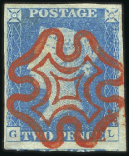 Stamp of Great Britain » 1840 2d Blue (ordered by plate number) Plate 1 GL in milky blue shade, with fine to huge