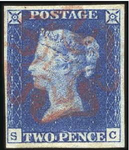 Stamp of Great Britain » 1840 2d Blue (ordered by plate number) Plate 1 SC with good to very good margins, light a