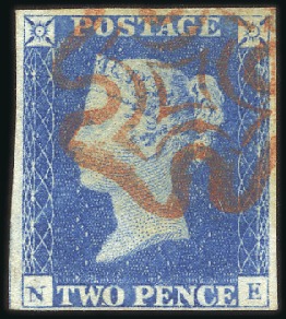 Stamp of Great Britain » 1840 2d Blue (ordered by plate number) Plate 1 NE with fine to very good margins, neat re