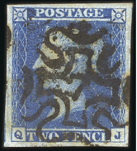 Stamp of Great Britain » 1841 1d Red London Numbers in MCs: 1841 2d blues with numbers