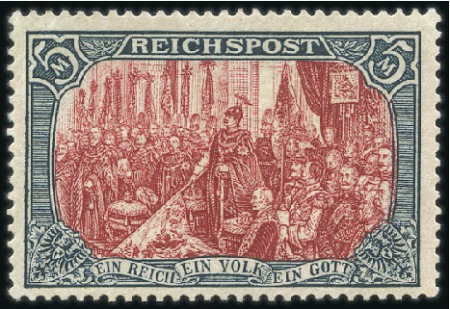 Stamp of Germany » German Empire 1900 5M Greenish Black & Brownish Carmine, frame t