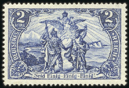Stamp of Germany » German Empire 1902 2 Mark Violet blackish blue, mint, fresh, fin