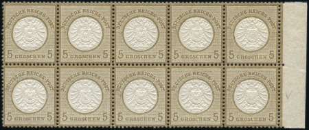 Stamp of Germany » German Empire 1872 5Gr Brown Ochre, mint nh left marginal block