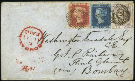 Stamp of Great Britain » 1855-1900 Surface Printed 1858 (Feb 24) Envelope sent from London to Bombay,