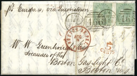 Stamp of Great Britain » 1855-1900 Surface Printed 1860 (Jul 28) Entire from Liverpool to USA, with t
