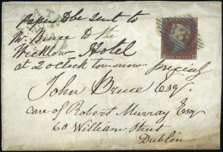 Stamp of Ireland 1841 1d RED
1844 (Nov 14) Part cover (front and