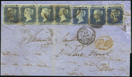 Stamp of Great Britain » 1854-70 Perforated Line Engraved 1856 (Jul) Large part lettersheet sent to France w