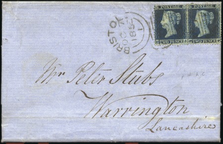 Stamp of Great Britain » 1854-70 Perforated Line Engraved 1855 (Oct 7) Entire from Bristol to Warrington wit