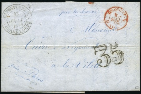Stamp of Colonies françaises » Guadeloupe 1852 Rare càd CAPESTERRE sur lettre pour la France
